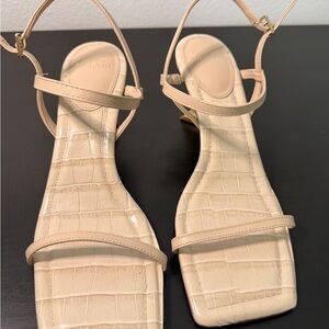 Antonio Melani Genuine Leather Beige Strappy Sandals